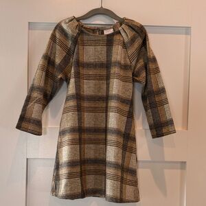 Zara Kids Plaid Dress in Tan and Brown